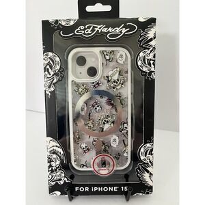 Ed Hardy Hard Case Cover iPhone 15, Live Kills Slowly Tattoo Case - A170